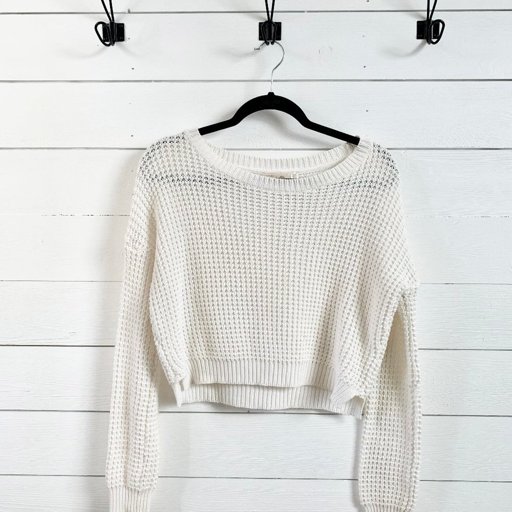 RD Style Knit Sweater Crop Top - White